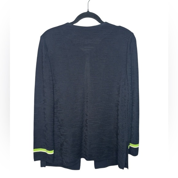 Ming Wang Business Casual Open Front Navy Blue Stripe Cardigan Size Medium - Picture 8 of 12